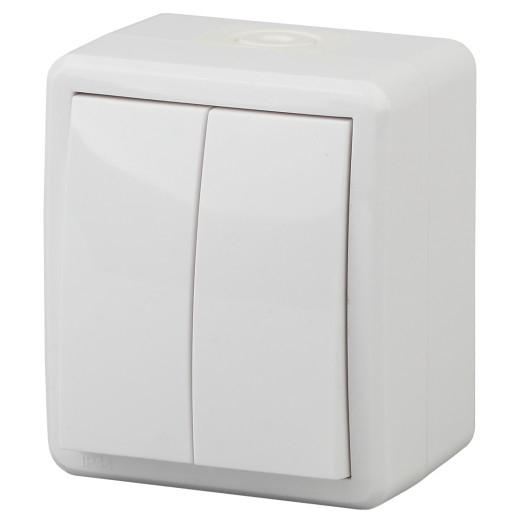 Выключатель ЭРА Эксперт 11-1404-01 двойной IP54 10АХ-250В ОУ белый