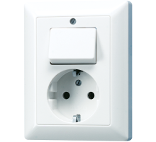 JUNG AS 500 Белая Розетка Schuko 16A 250V с универсальным выключателем