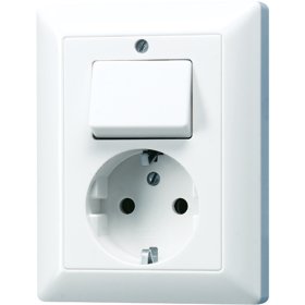 JUNG AS 500 Белая Розетка Schuko 16A 250V с универсальным выключателем