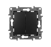 Legrand Etika Антрацит Выключатель 2-клавишный, авт.клеммы, 10 AX, 250 В.