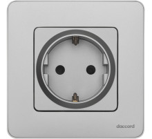Legrand/Daccord INSPIRIA Алюминий Розетка 2К+З со шторками - немецкий стандарт - 16 А - 250 В.