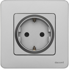 Legrand/Daccord INSPIRIA Алюминий Розетка 2К+З со шторками - немецкий стандарт - 16 А - 250 В.