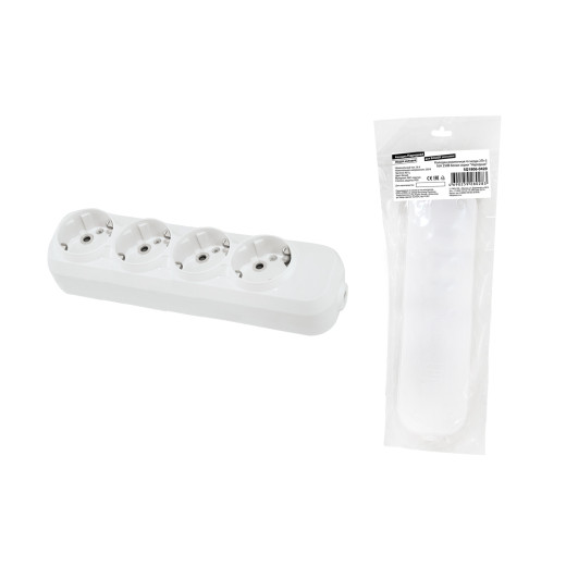 Колодка розеточная 4 гнезда 2П+3 16А 250В белая серии 