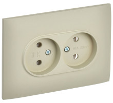 IEK SKANDY Бежевый Розетка 2-ая б/з 10А в сборе SK-R10B