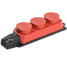 IEK OMEGA РБ33-1-0м Розетка трехместная IP44 красная