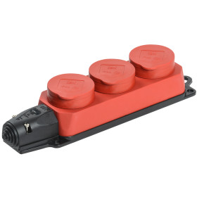 IEK OMEGA РБ33-1-0м Розетка трехместная IP44 красная