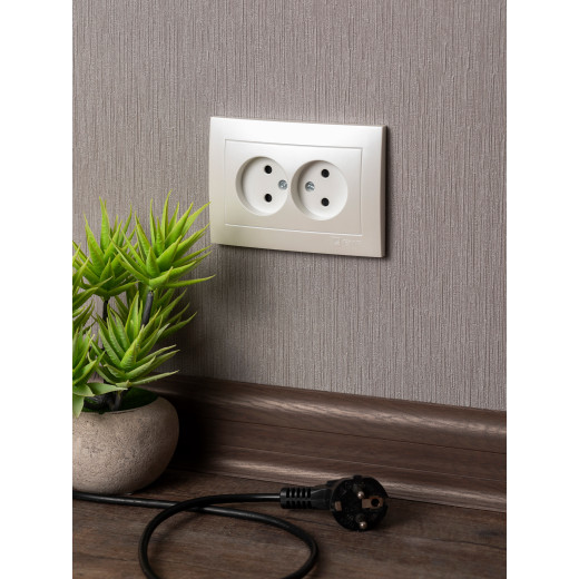 Валенсия лицевая панель розетка 2-местной б/з 10А жемчуг с защ. штор. EKF PROxima