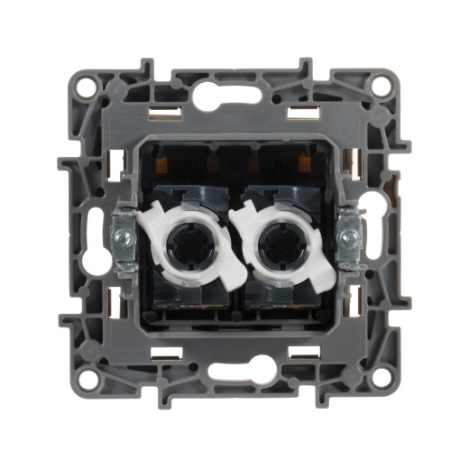 Розетка компьютерная двойная RJ45 категория 5e UTP - Legrand Etika - слоновая кость