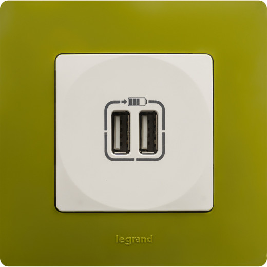 Зарядное устройство USB тип А / тип А - Legrand Etika - 3000мА 15Вт - белый