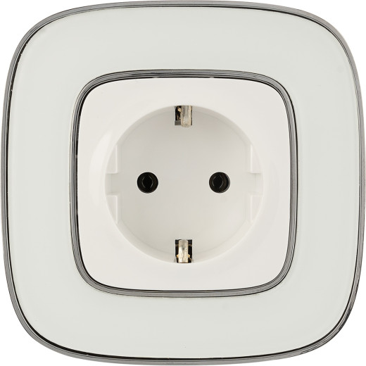 Valena ALLURE.Силовая розетка 2К+З 16А 250В с лицевой панелью.Безвинтовые зажимы.Белая