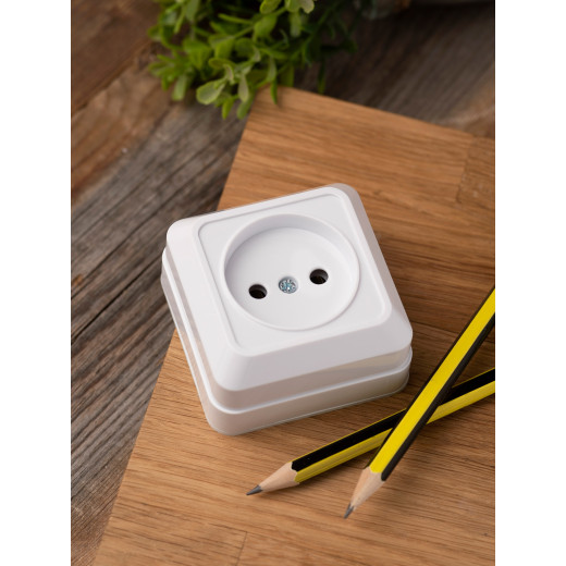 Рим Розетка 1-местная 10А без заземления белая EKF