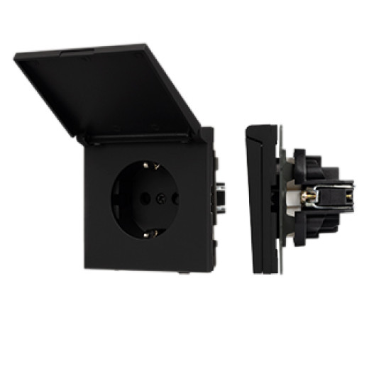Механизм розетки влагозащищённый SCT-TENDO-MCP-SFPL-BK (230V, 16A) (Arlight, Матовый черный)