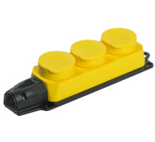IEK OMEGA РБ33-1-0м Розетка трехместная IP44 жёлтая