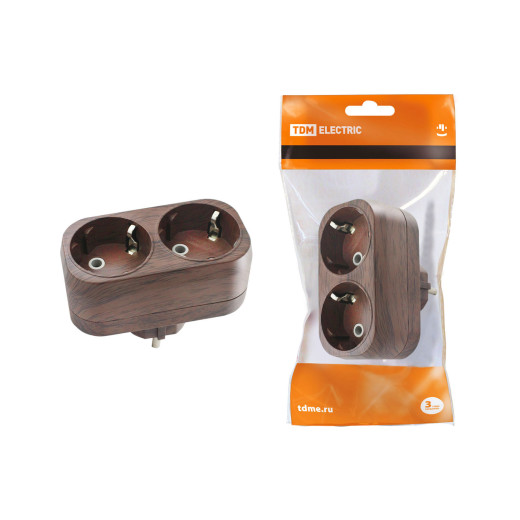 Блок на 2 гнезда 2П+З плоский 16А 250B 