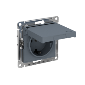 Systeme Electric AtlasDesign Грифель Розетка с заземл. со шторк. с крышкой, 16А,IP20,мех., быстрозажим. клем.
