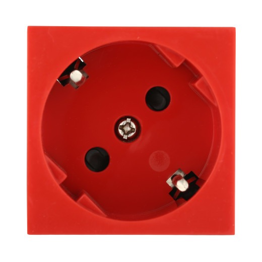 LK45 Розетка с заземляющими контактами, с защитными шторками, 16 А, 250 В, под углом 45 градусов (красная)