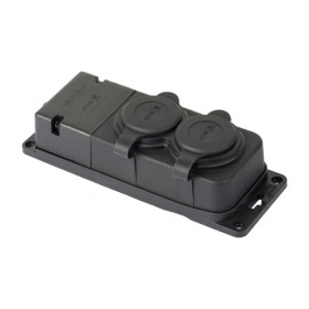 EKF PROxima Роз. (колодка) двухмест. с защит. крышками каучуковая 230В 2P+PE 16A IP44 PRO.