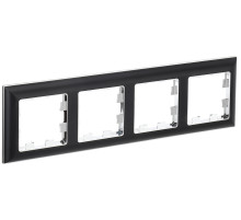 IEK BRITE DECOR Черный/хром 3D-форма Рамка 4-мест. РУ-4-Бр