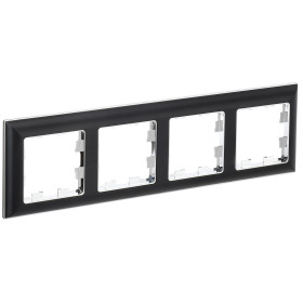 IEK BRITE DECOR Черный/хром 3D-форма Рамка 4-мест. РУ-4-Бр