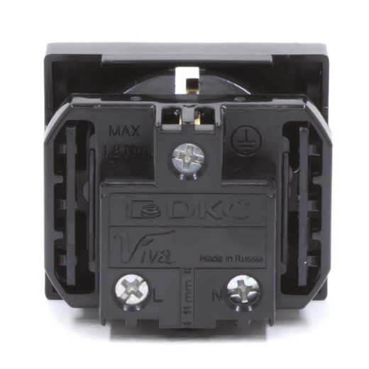 Розетка силовая 2Р+Е, со шторками, Viva, 2 мод., цвет черный