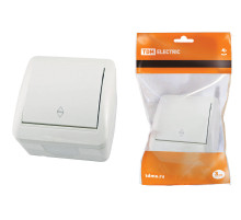 TDM Выключатель на 2 направления 1-кл. открытой установки IP44 10А белый 