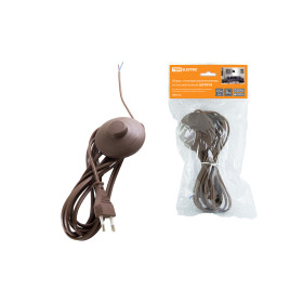TDM Шнур с ножным выключателем и плоской вилкой ШУН01В ШВВП 2х0,75мм2 3,5м. коричневый 