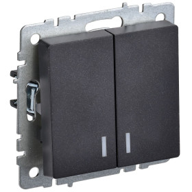 IEK BRITE BASE Черный Выключ. 2-кл с индик 10А ВС10-2-1-БрЧ