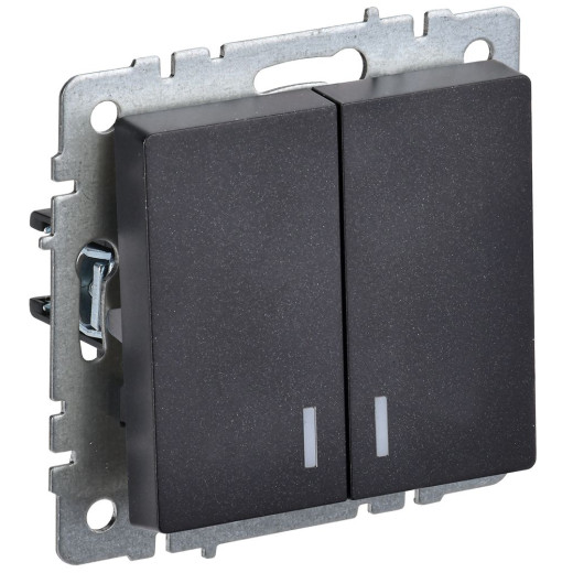 BRITE Выключ. 2-кл. с инд. 10А ВС10-2-1-БрЧ черн. IEK