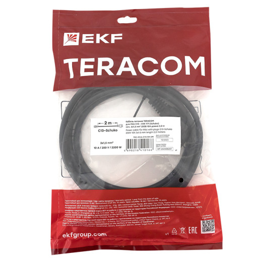 Кабель питания TERACOM для PDU IEC 60320 C13 - CEE 7/7 (Schuko) сечение 3x1,5мм2 250В 10A длина 2,0 метра
