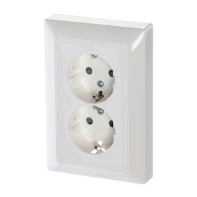 ABB BJB Basic 55 Бел Розетка 2-ая с/з моноблок, с защитными шторками