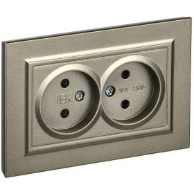 IEK BRITE Шампань Розетка 2-я без з/к с з/ш 10А в сб. РСш12-2-БрШ