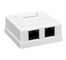EKF TERACOM PRO Розетка настенная TERACOM PRO Cat.6 неэкранированная 2 порта RJ-45 Dual IDC белая.