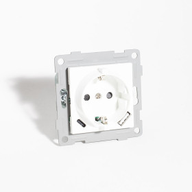 Розетка электрическая 2К+З/2xUSB A/C, 125-250V (белый)