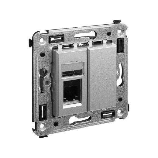 Телефонная розетка RJ-12 в стену одинарная, Avanti, закаленная сталь