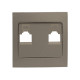 Валенсия лицевая панель розетки RJ-45 2-местная кашемир EKF PROxima