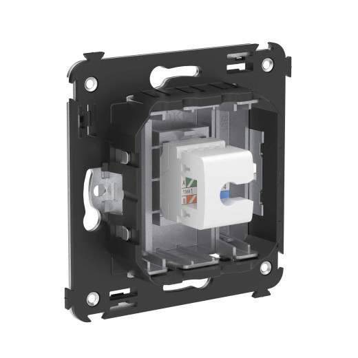 Телефонная розетка RJ-12 без шторки в стену одинарная, Avanti, закаленная сталь