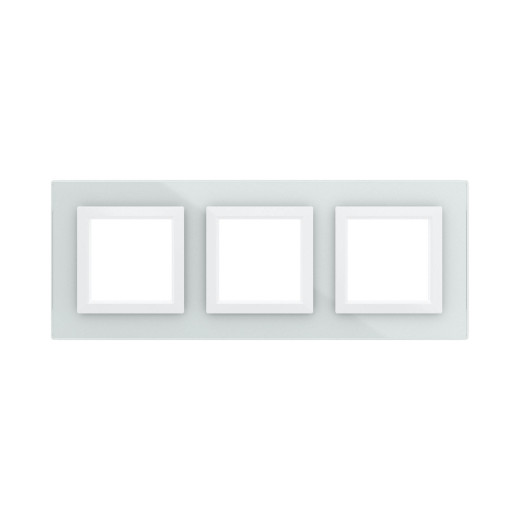 Рамка из натурального стекла 3 поста (6 мод.), Avanti, белая