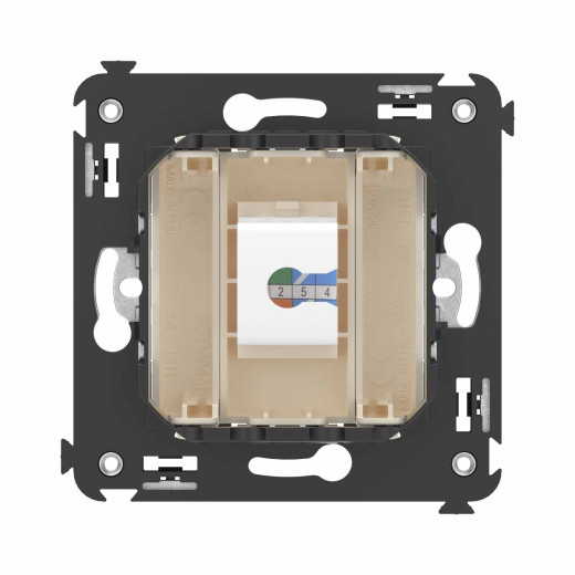 Телефонная розетка RJ-12 без шторки в стену одинарная, Avanti, ванильная дымка