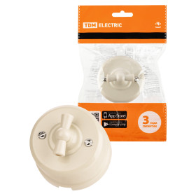 TDM Выключатель поворотный 2-кл. с ручкой (бантик) 10А сл. кость «Виви»