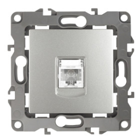 ЭРА 12-3105-03 Розетка телефонная RJ11, IP20, Эра12, алюминий (10/100/2500)