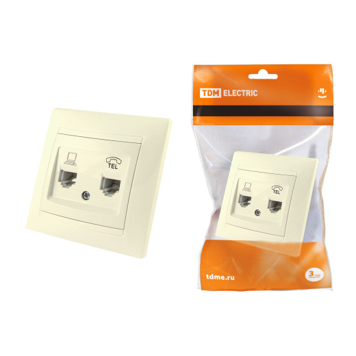 Розетка телефонная RJ11 + компьютерная RJ45 сл. кость 