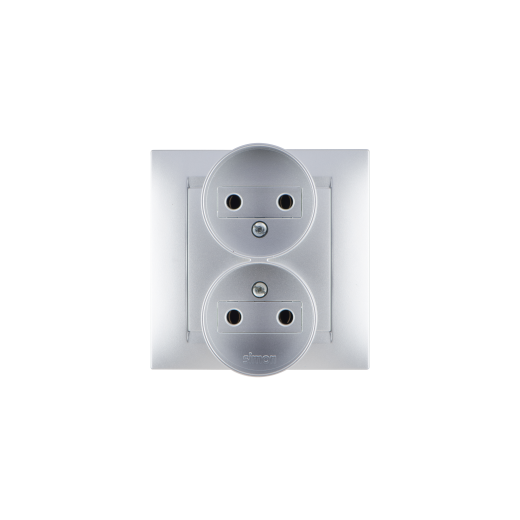 Simon 15 Алюминий Розетка 2-я 2Р, 16А, 250В, винт.заж.