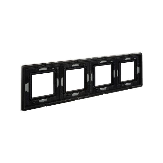 Рамка из натурального стекла 4 поста (8 мод.),  Avanti, светло-серая