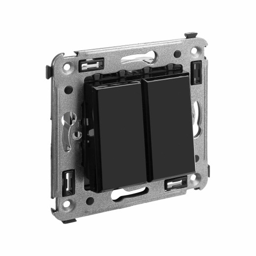 Кнопка двухклавишная в стену, Avanti, черный квадрат