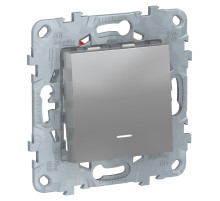 Schneider Electric Unica New Алюминий Переключатель 1-клавишный, перекрестный, с подсветкой,сх.7а