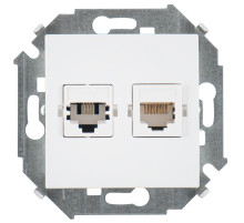 Simon 15 Белая Розетка ТЛФ + комп RJ11+RJ45 кат.5е