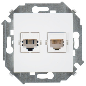 Simon 15 Белая Розетка ТЛФ + комп RJ11+RJ45 кат.5е