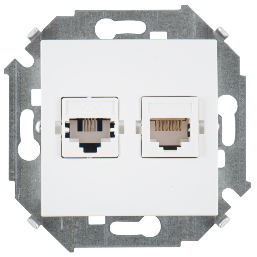 Simon 15 Белый Розетка телефонная + компьютерная RJ11+RJ45 кат.5е