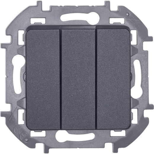 Выключатель трёхклавишный - Legrand/Daccord Inspiria - 10АХ 250В винтовые зажимы - антрацит