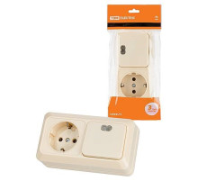 TDM Блок комбинированный выключатель 1-кл. с подсветкой 10А + розетка 2П+З 16А 250В БКВР IP20 сл. кость 